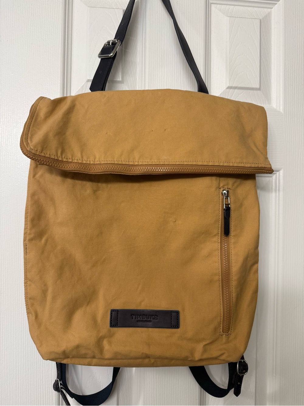 Timbuk2 Mustard Canvas Fold-Top Backpack with Black Straps